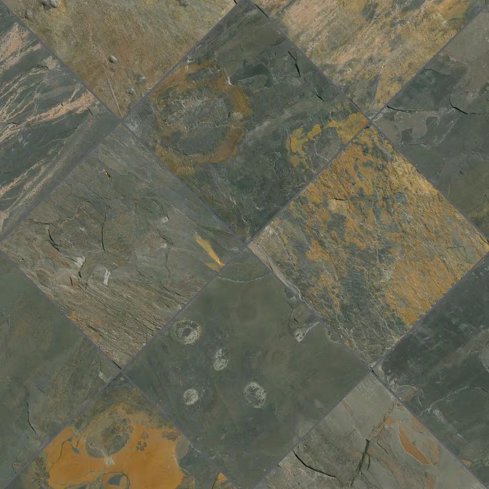 Rustique Earth Gauged Natural Slate Square Tile 12 In. X 12 In., Floor and Wall (10 Sq. Ft./Case)