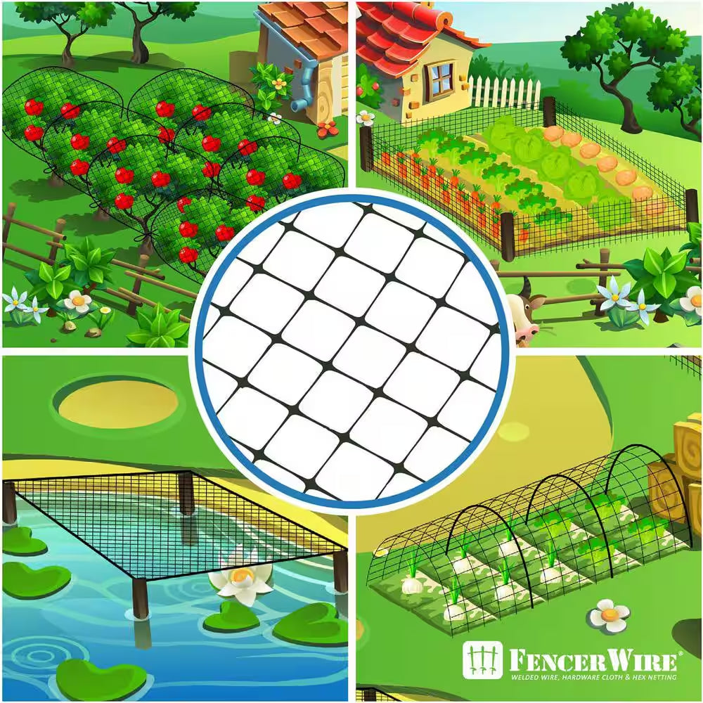 7 Ft. X 100 Ft. X 3/4 In. Black Plastic Bird Netting for Vegetable, Tree and Fruit