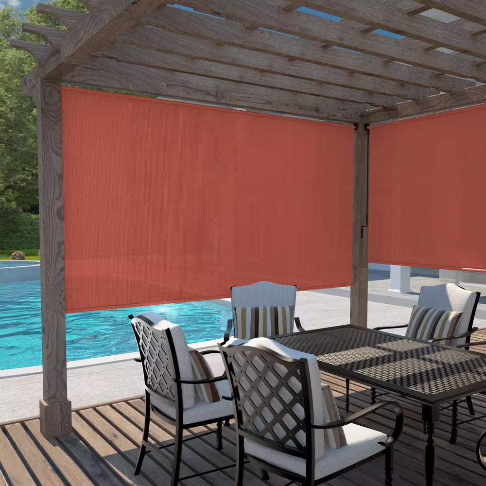 Terracotta UV Blocking Fade Resistant Fabric Exterior Roller Shade 96 In. W X 72 In. L