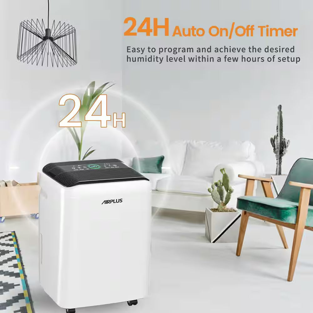 50 Pt. 4,500 Sq.Ft. Dehumidifier for Basement, Bathroom in White with Automatic Defrost and 3-Speed, Cloth Dry Mode