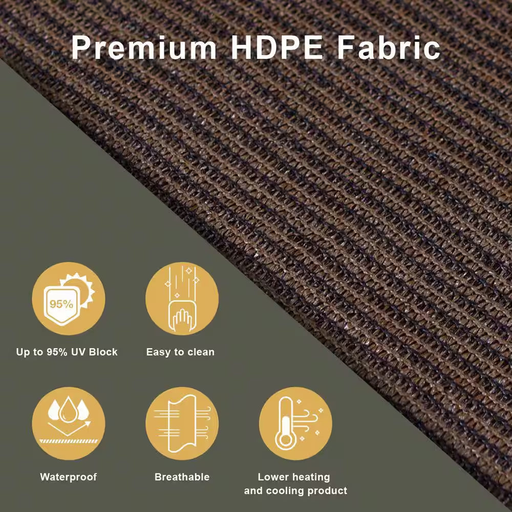 Chocolate Cordless UV Blocking Weather-Resistant Fabric HDPE Exterior Roller Shade 72 In. W X 96 In. L