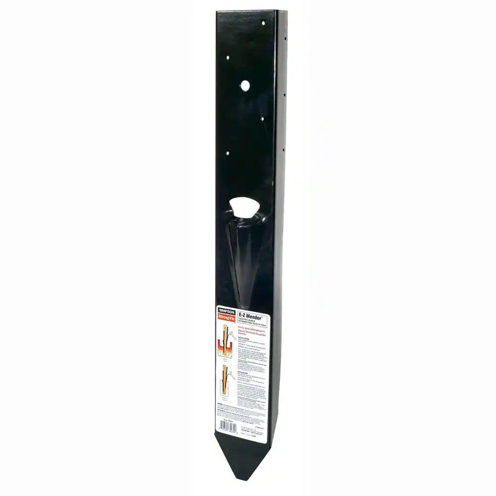 E-Z Mender 12-Gauge Black Powder-Coated Mender Plate for 4X4 Nominal Wood Post
