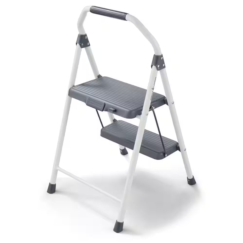 2-Step Compact Steel Step Stool, 225 Lbs. Load Capacity Type II Duty Rating (8Ft. Reach Height)