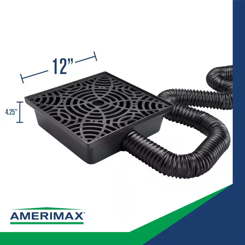 Stealth Drain 12 In. Black Vinyl Catch Basin Downspout Extension Kit
