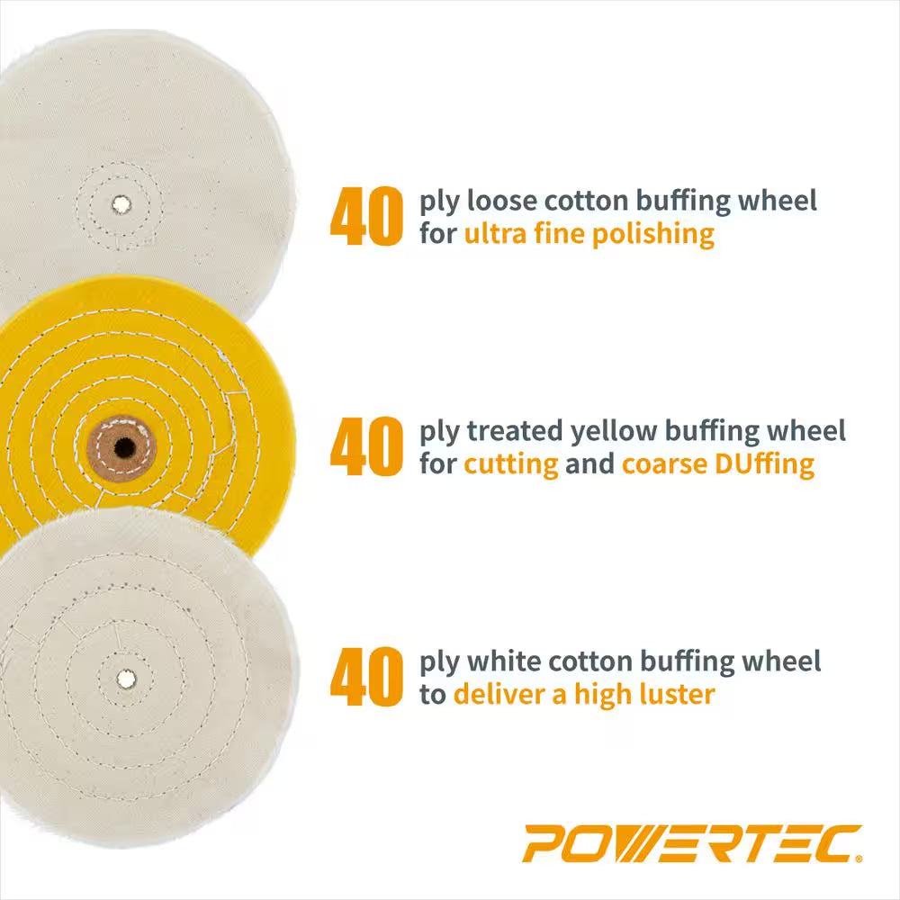 6 In. Bench Grinder Buffing Wheel Kit with 3-Piecs Polishing Compound Set