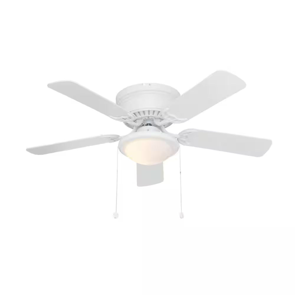 Hugger 44 In. LED Matte White Ceiling Fan