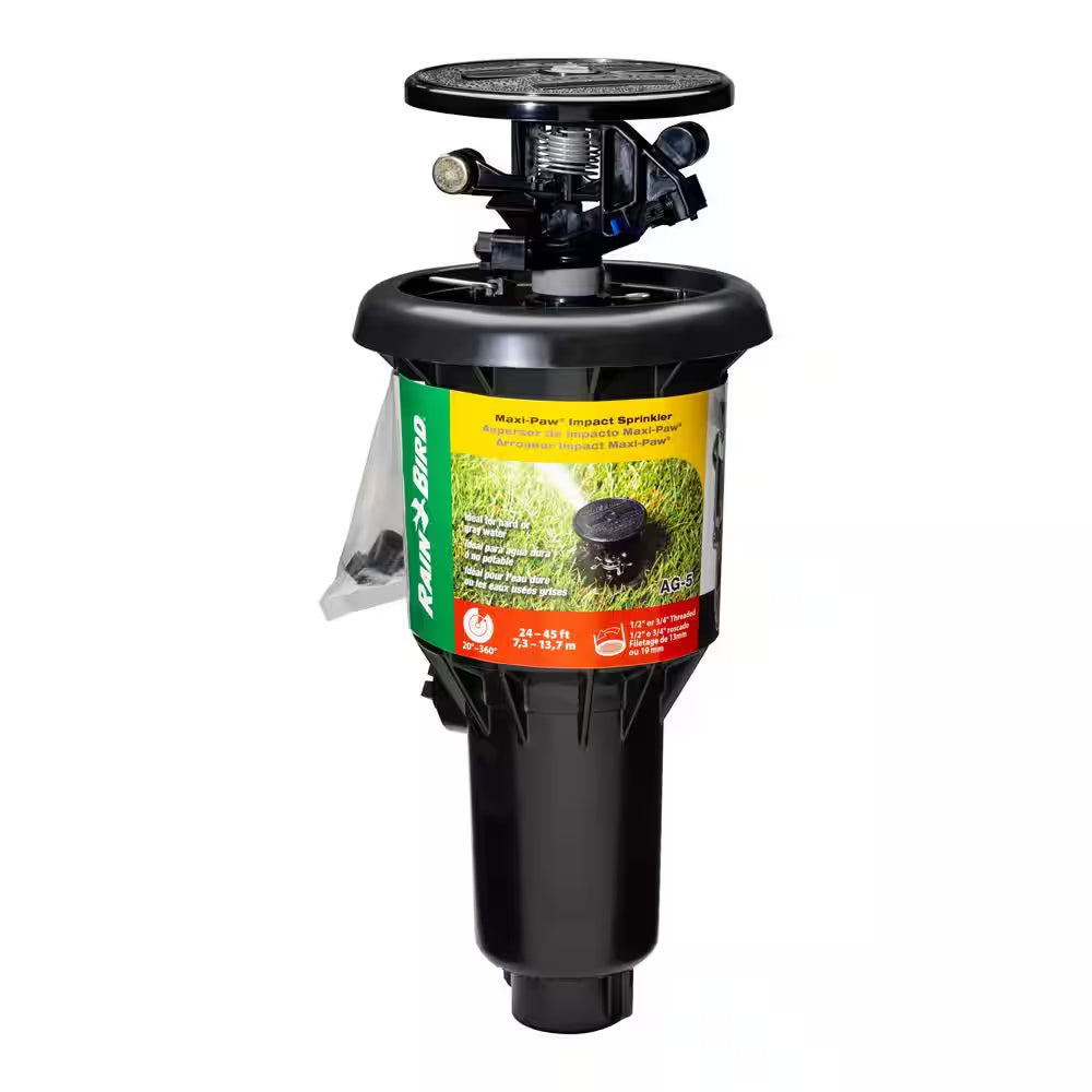 AG-5 Maxi-Paw 3.5 In. Pop-Up Canned Impact Sprinkler, 0-360 Degree Pattern, Adjustable 24-45 Ft.