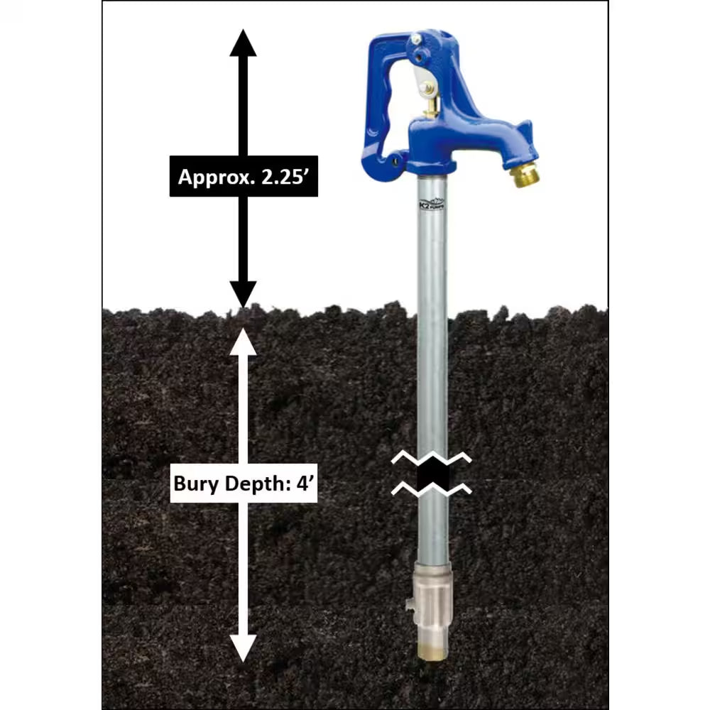 Heavy-Duty 4 Ft. Frost Proof Yard Hydrant, 6.25 Ft. Length, 4 Ft. Bury Depth