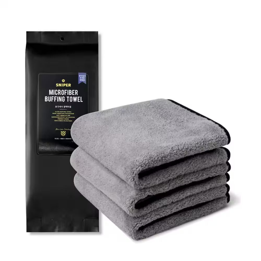 SNIPER Microfiber Double Sided, Car Detailing Towel, Quick and Easy Buffing Towel, Made in Korea, 3 Towels