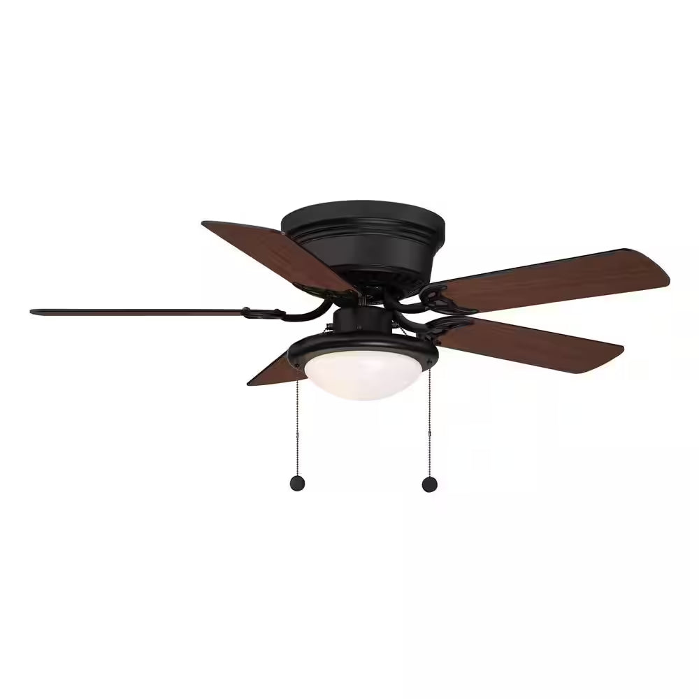 Hugger 44 In. LED Indoor Matte Black Ceiling Fan with Light Kit