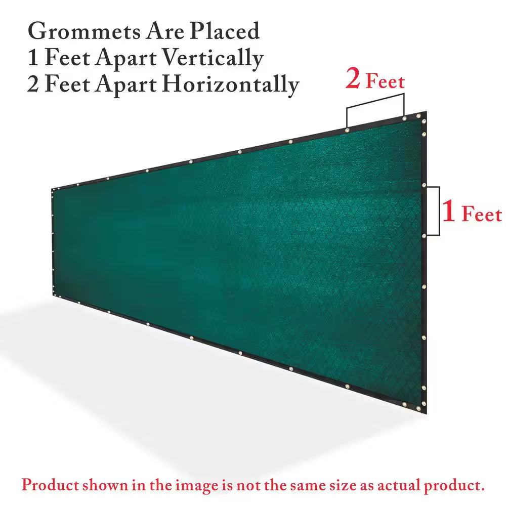 6 Ft. X 50 Ft. Black Plastic Mesh Fabric Privacy Fence Screen with Perimeter Stitched Edges and Grommets
