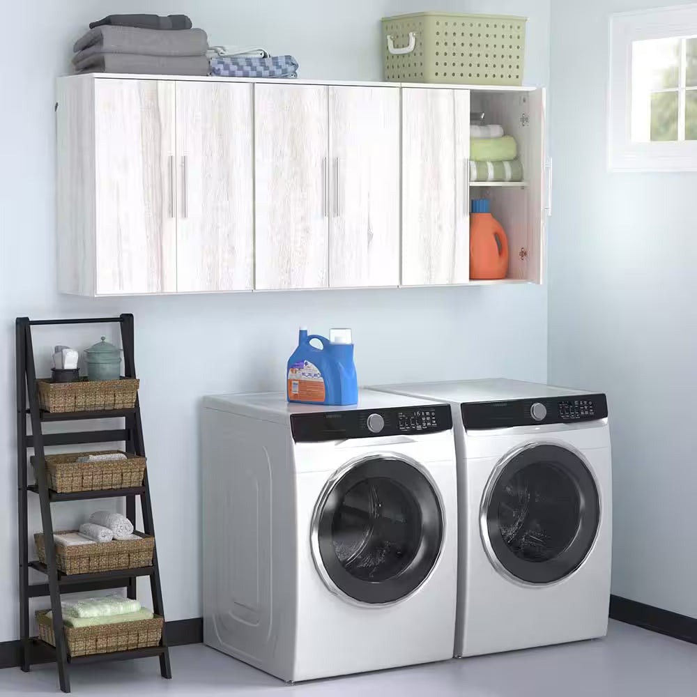Style+ 14.59 In. D X 25.12 In. W X 31.28 In. H Bleached Walnut Laundry Room Floating Cabinet Kit with Modern Doors