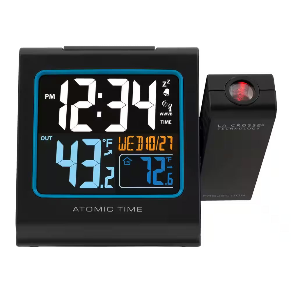 5 In. Color Projection Atomic Digital Alarm Clock with Outdoor Temperature