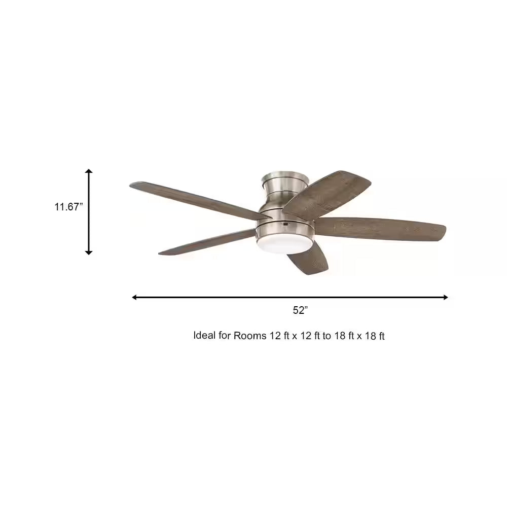 Ashby Park 52 In. White Color Changing Integrated LED Brushed Nickel Ceiling Fan with Light Kit and Remote Control