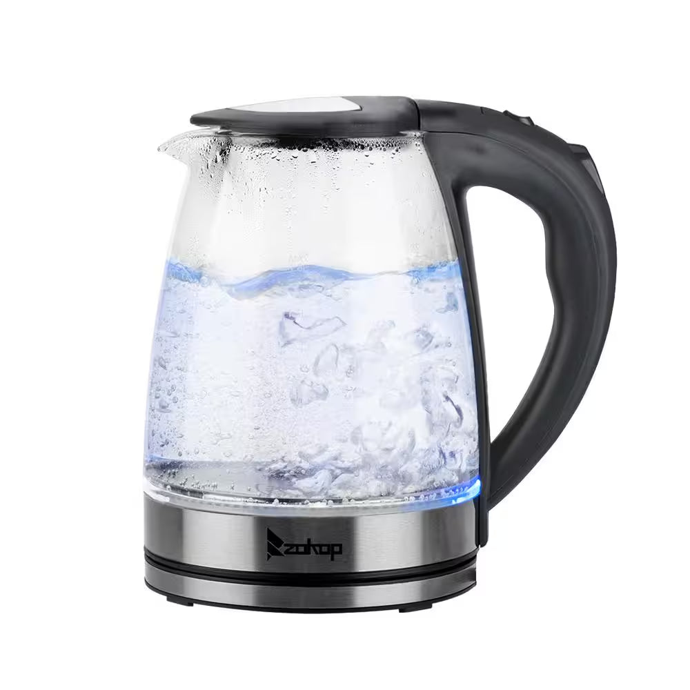 7.5-Cup Glass and Stainless Steel Electric Kettle with 7-LED Lights
