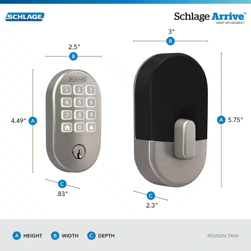 Remsen Satin Nickel Electronic Arrive Smart Wifi Deadbolt