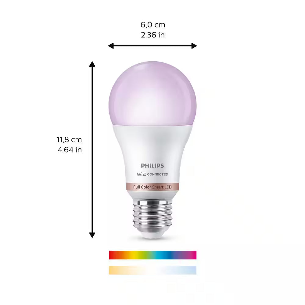 60-Watt Equivalent A19 LED Smart Wi-Fi Color Changing Smart Light Bulb Powered by Wiz & Motion Sensor (1-Pack)