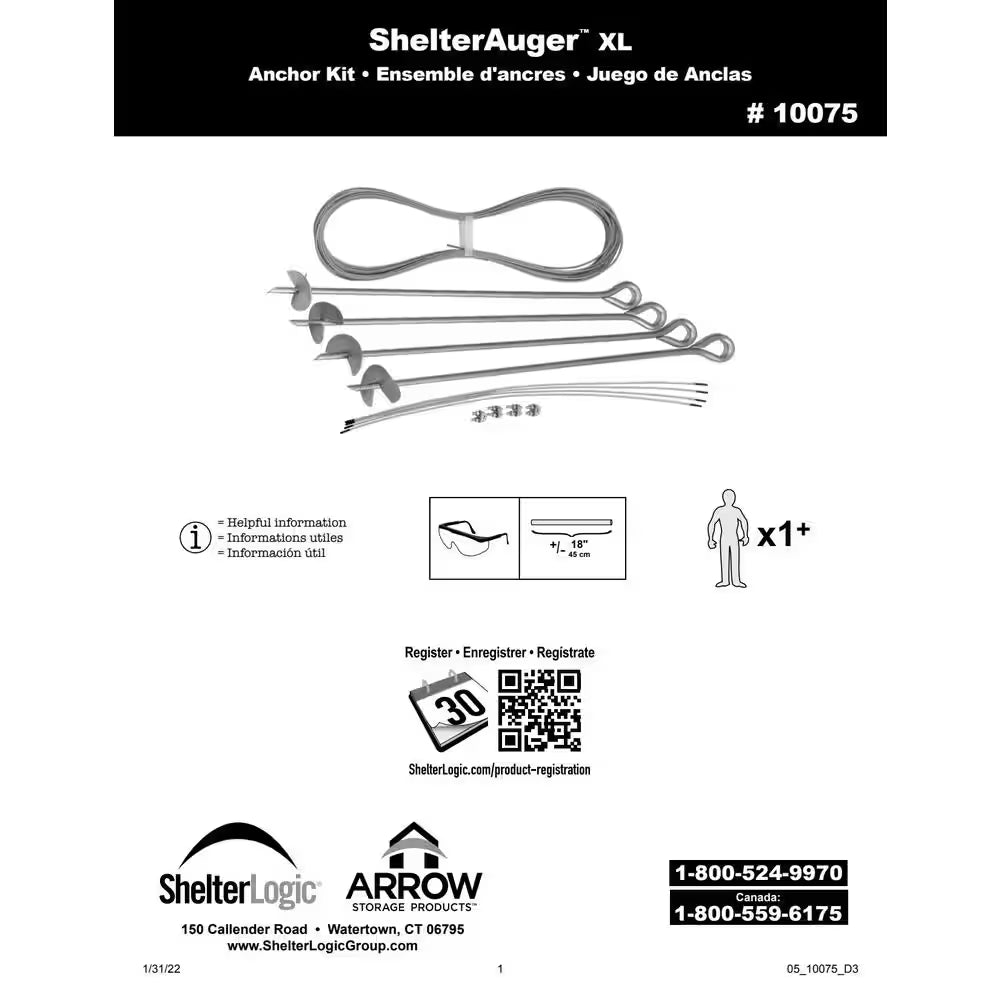 30 In. Earth Anchor Set (4-Piece) W/ Heavy-Duty, Corrosion-Resistant Steel Construction and Spinnable Corkscrew Design