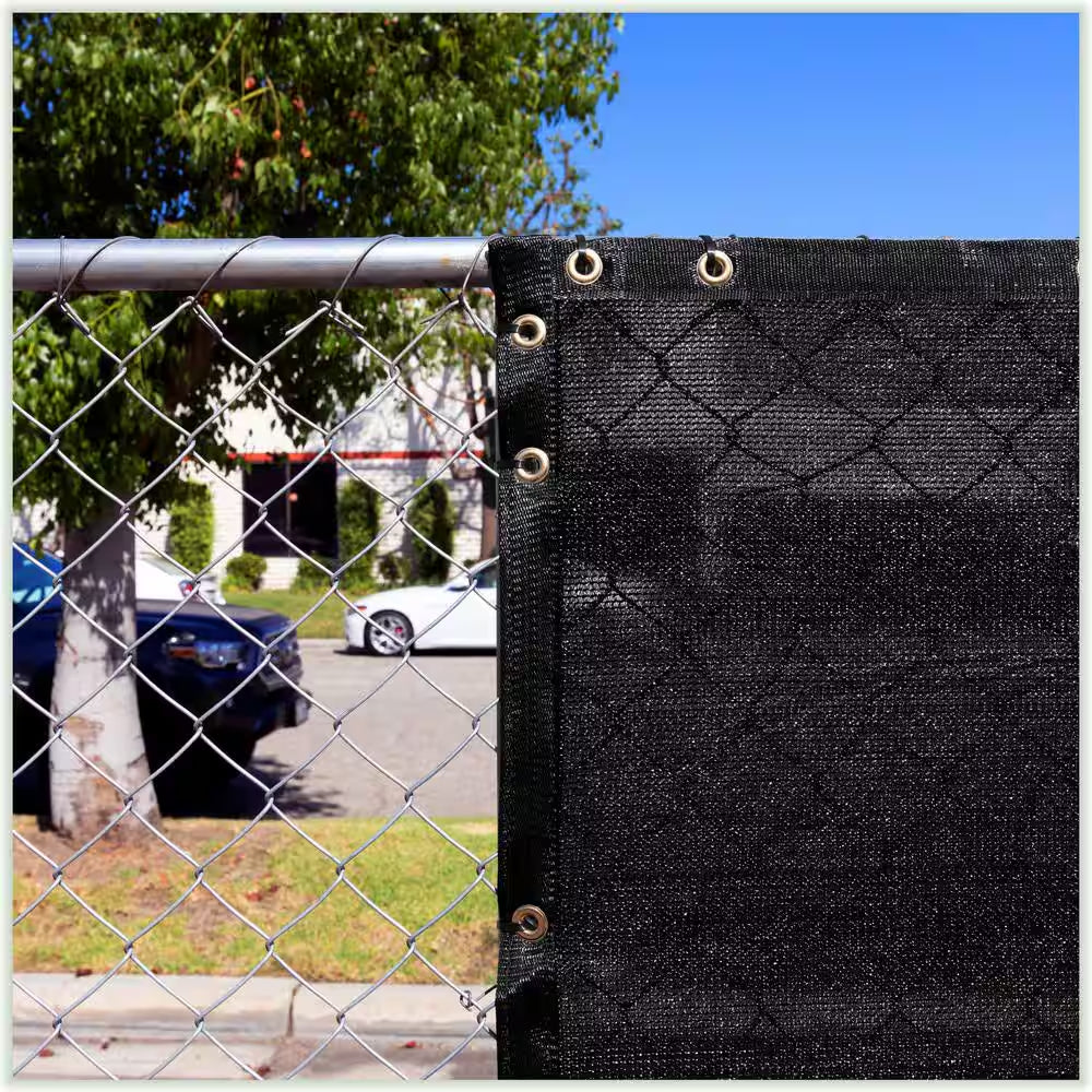 6 Ft. X 50 Ft. Black Privacy Fence Screen Mesh Fabric Cover Windscreen with Reinforced Grommets for Garden Fence