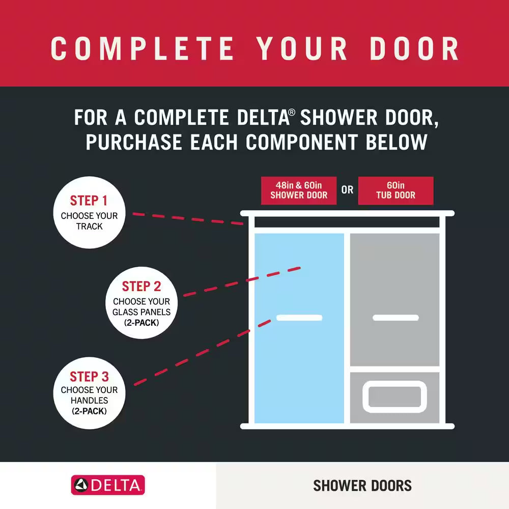 48-60 In. W Traditional Semi-Frameless Sliding Shower Door Track Assembly Kit in Chrome (For 1/4 In. (6 Mm) Glass)