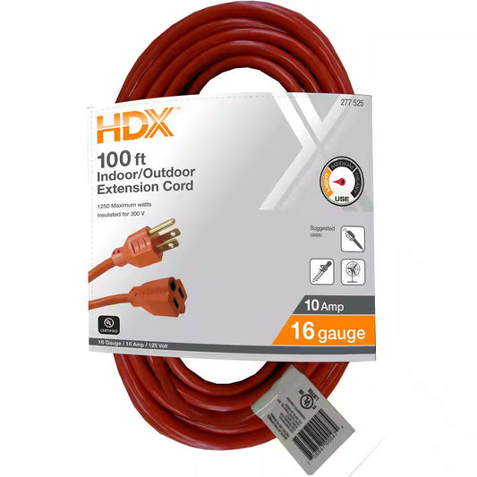 100 Ft. 16/3 Light Duty Indoor/Outdoor Extension Cord, Orange