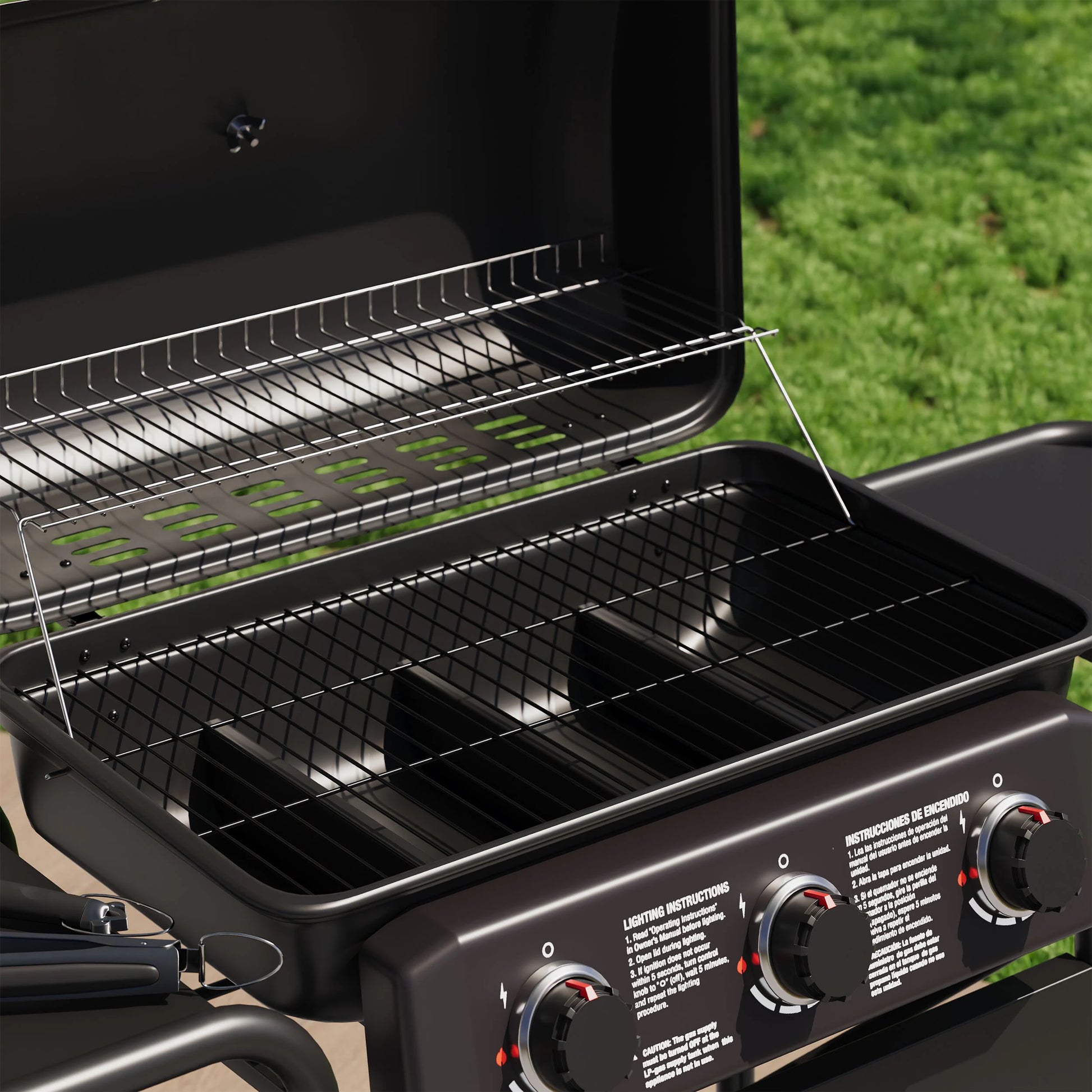 Large 550-Sq.In Black 3 -Burner Liquid Propane Gas Grill