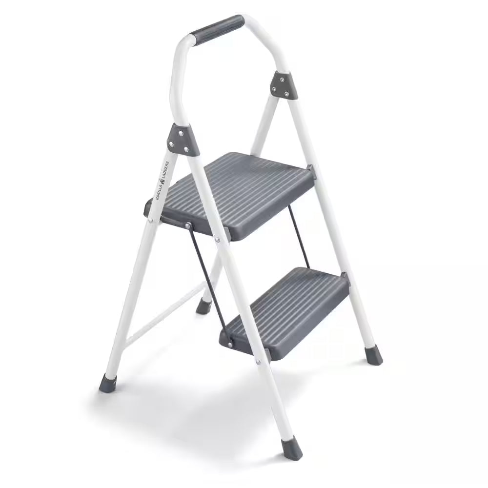2-Step Compact Steel Step Stool, 225 Lbs. Load Capacity Type II Duty Rating (8Ft. Reach Height)