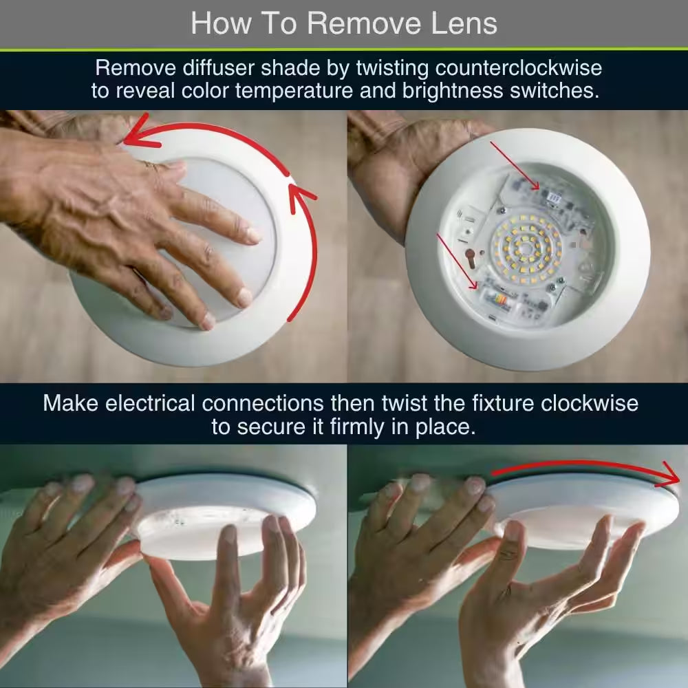 6-Pack 6 In. LED Surface Mount Downlight Flush Mount Disk Light Fixture, 600-900-1100 Lumens, Selectable CCT 2700K-5000K