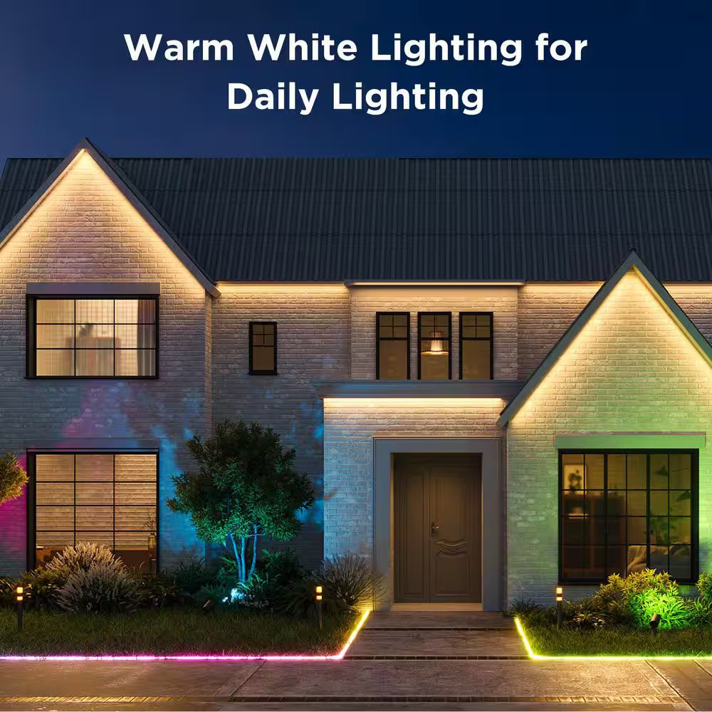 32.8 Ft. Outdoor Plug-In Integrated LED Novelty RGBIC with White Lighting Wi-Fi Enabled String -Light
