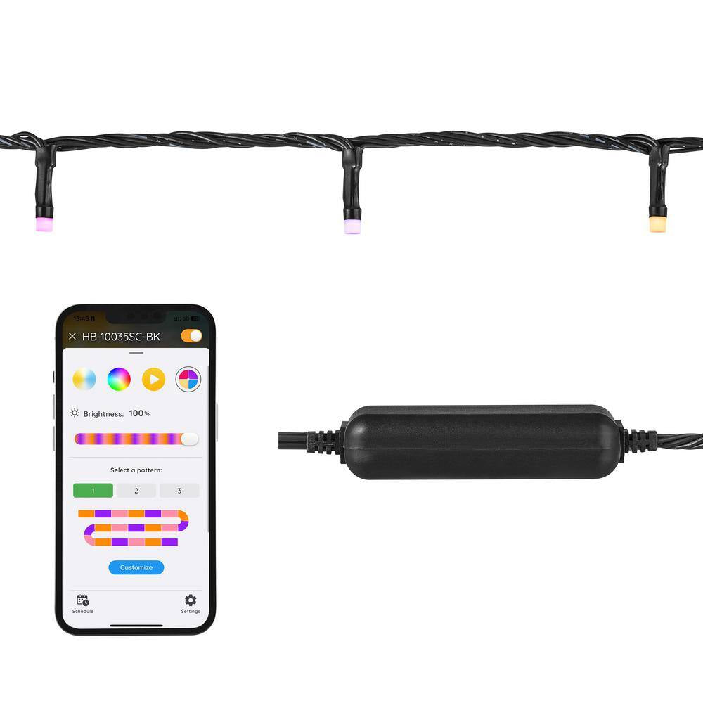 100-Light 40 Ft. Indoor/Outdoor Plug-In Integrated LED RGB Color Changing Novelty String Light Powered by Hubspace