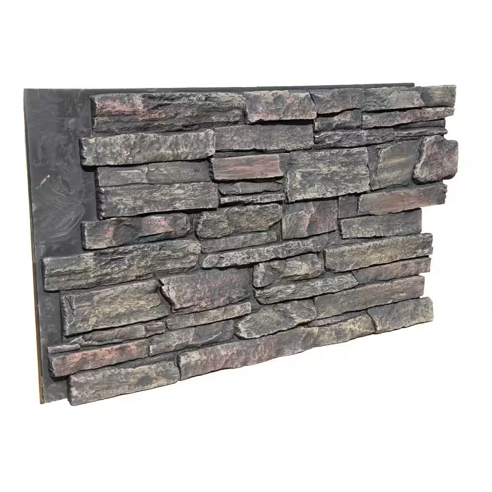 Ledge Stone 48 In. X 24.25 In. Polyurethane Interlocking Siding Panel in Volcanic Ash