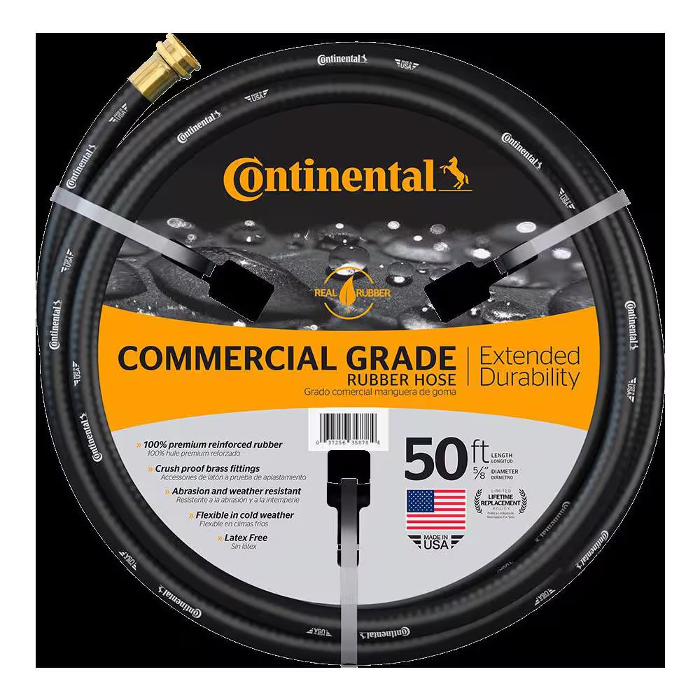 Premium 5/8 In. Dia X 50 Ft. Commercial Grade Rubber Black Water Hose