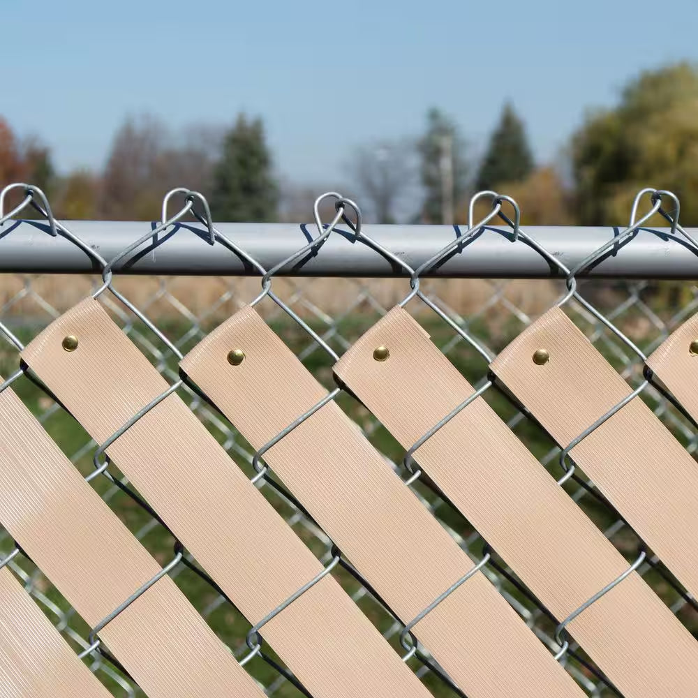 250 Ft. Roll Economy Vinyl Fence Weave Beige with 100 Brass Fasteners