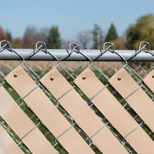 250 Ft. Roll Economy Vinyl Fence Weave Beige with 100 Brass Fasteners