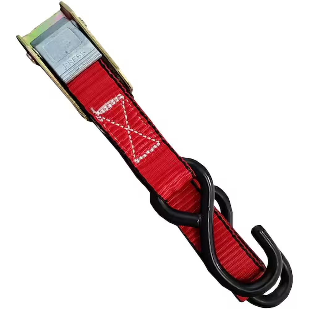 1 In. X 15 Ft. Cam Buckle Tie-Down Strap with 1500 Lbs. S-Hook Design