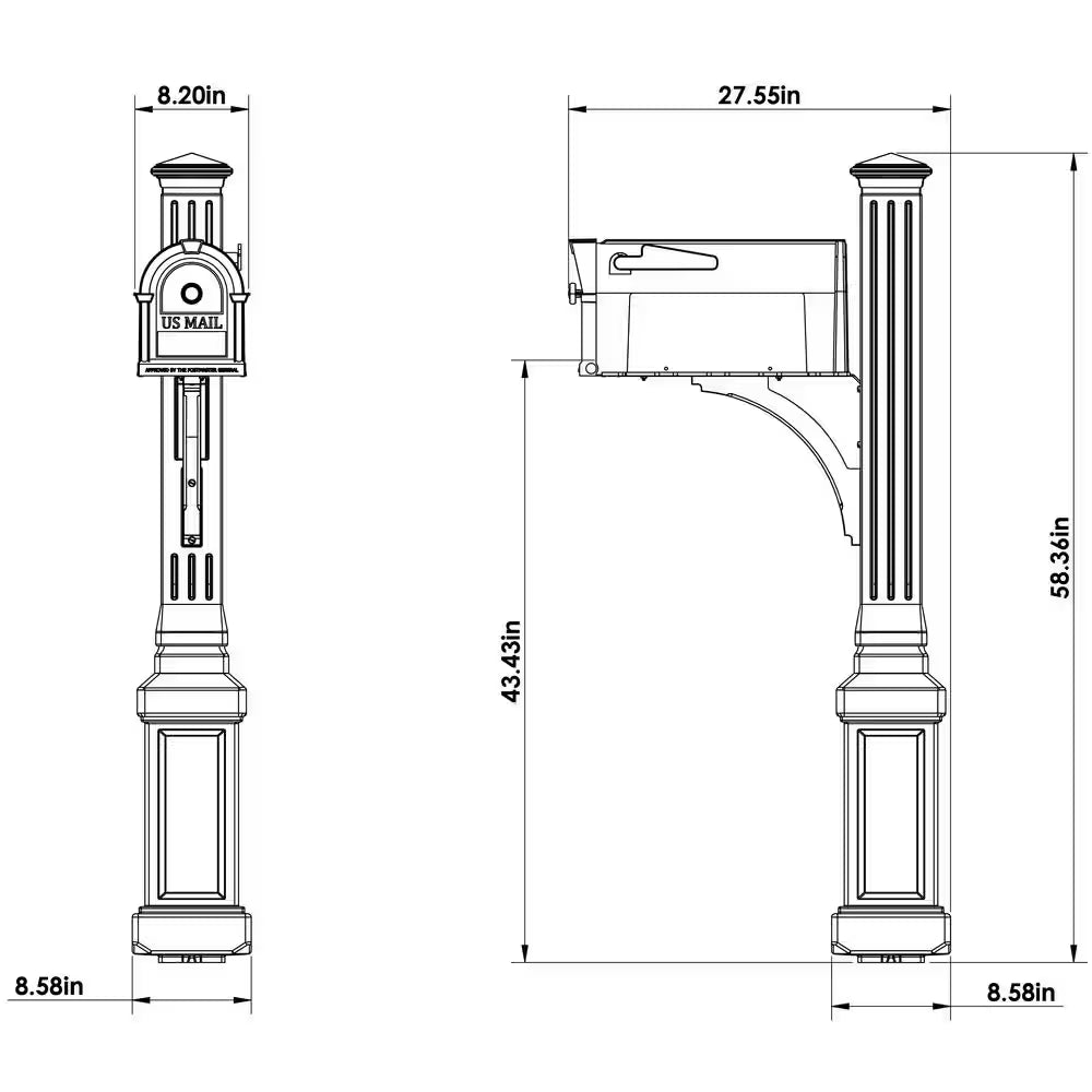 White the Lexington Mailbox and Post Kit