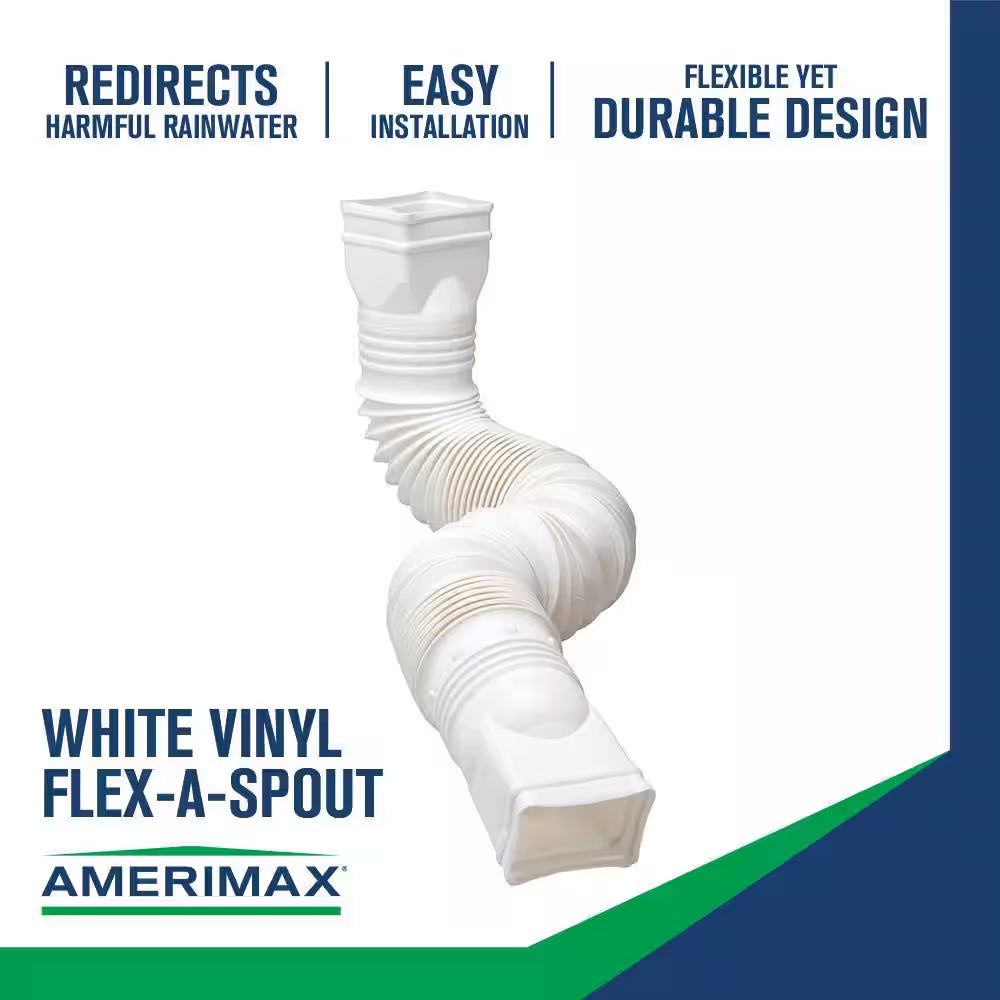 Flex a Spout 55 In. White Vinyl Downspout Extension