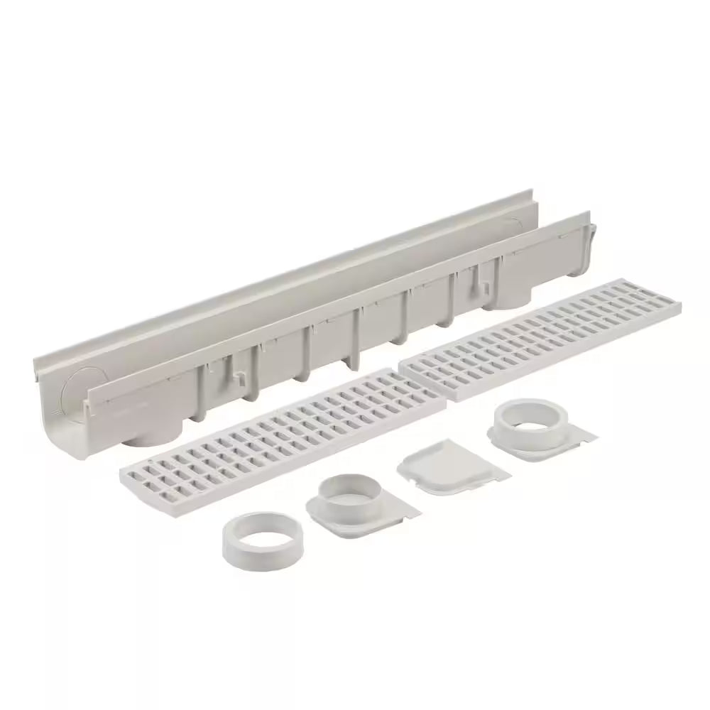 Pro Series 3 In. X 40 In. Plastic Channel Drain Kit with Grate