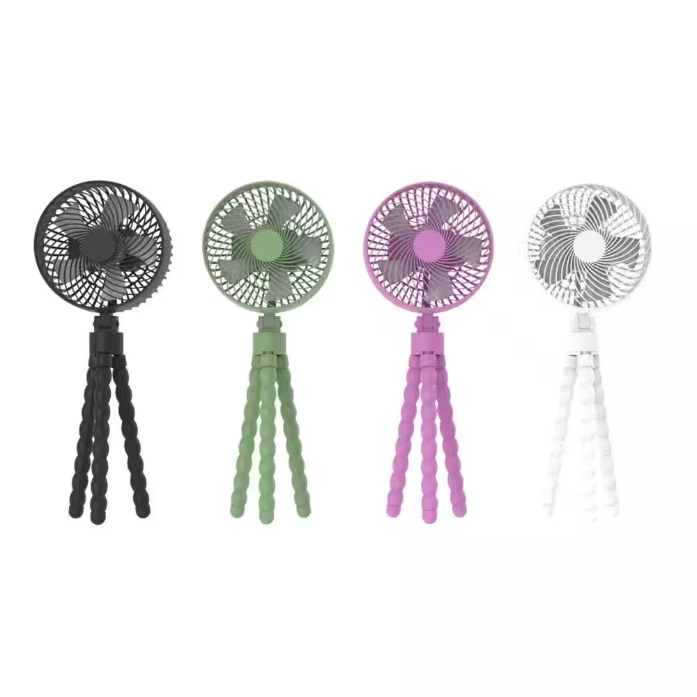 5 In. Mini Portable Personal Octopus Clip on Fan in Black
