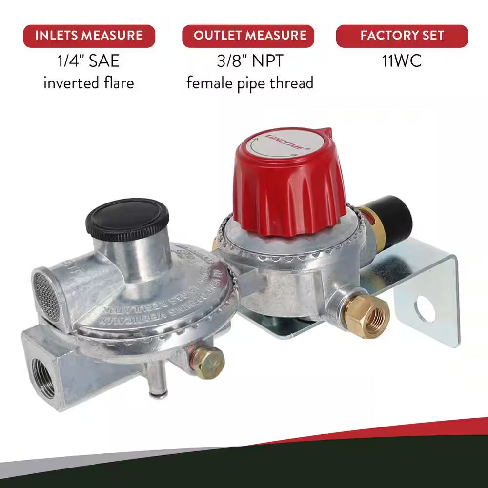 2-Stage Auto Changeover LP Propane Gas Regulator with Two 12 Inch Pigtails