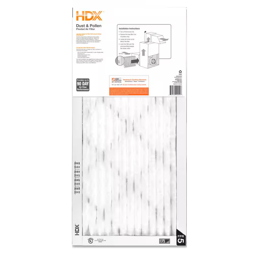 14 In. X 30 In. X 1 In. Standard Pleated Furnace Air Filter FPR 5, MERV 8 (3-Pack)
