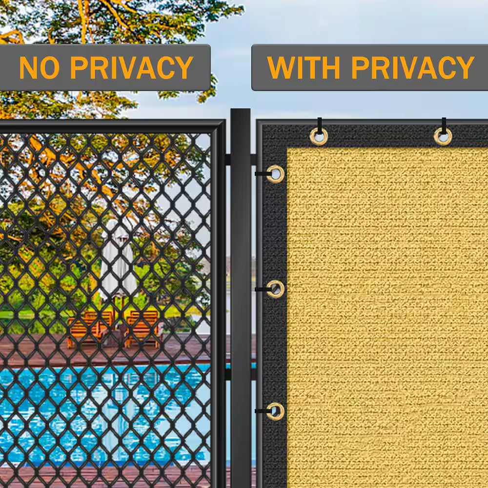 5 Ft. X 50 Ft. Privacy Screen Fence Heavy-Duty Protective Covering Mesh Fencing for Patio Lawn Garden Balcony Sand