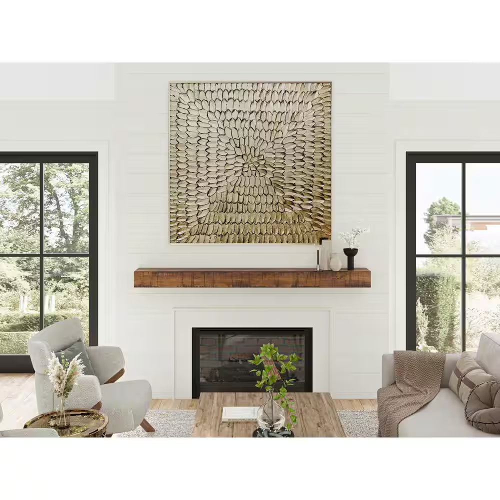 36 In. W X 5.5 In. H X 6.25 In. D Aged Oak Rustic Fireplace Cap-Shelf Mantel