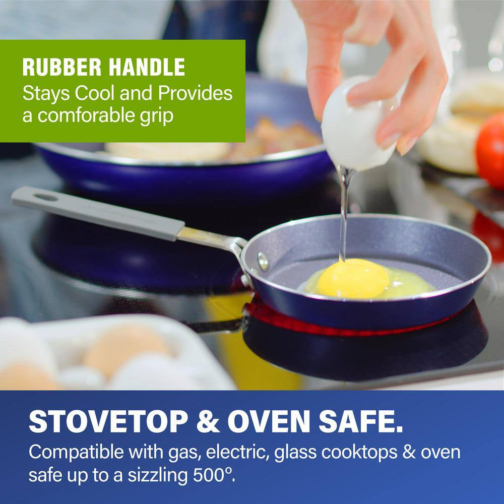 Classic Blue 5.5 In. Aluminum Non-Stick Diamond Infused Mini Fry Pan