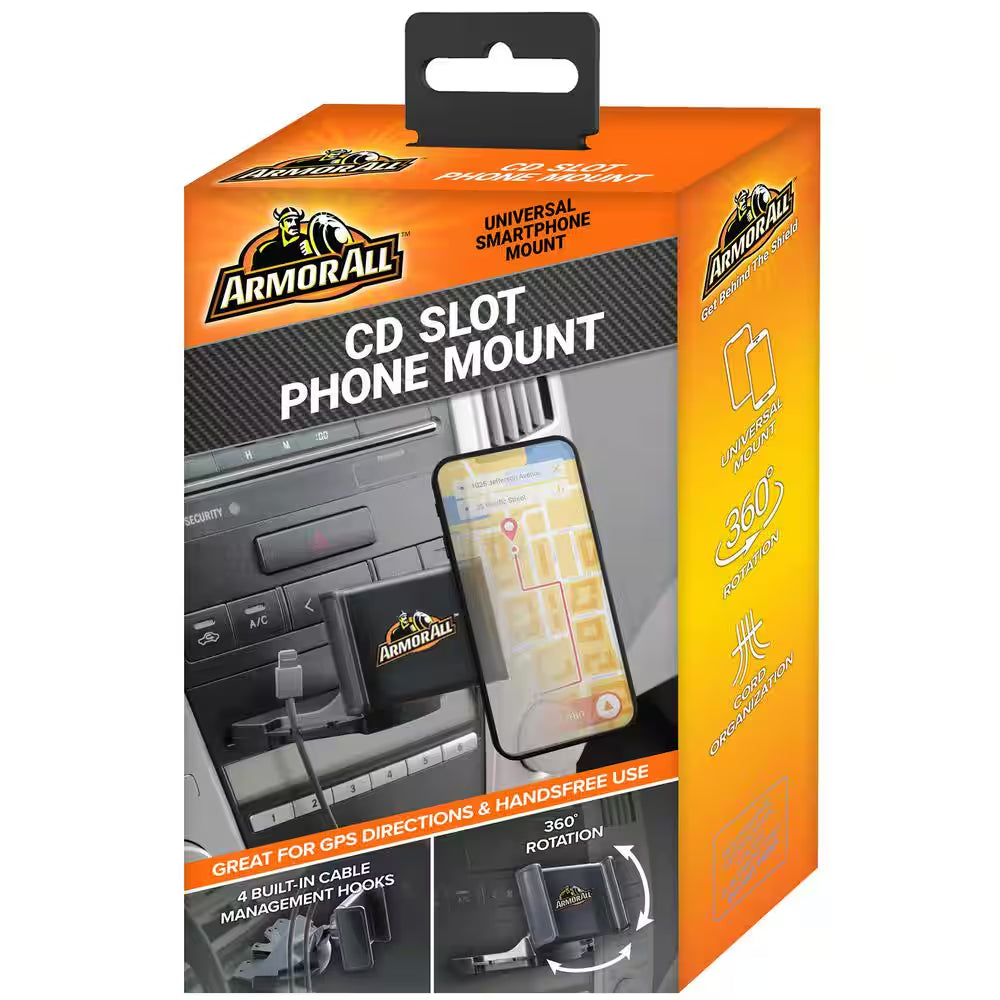 Universal CD Slot Phone Mount, Adjusts 360-Degrees