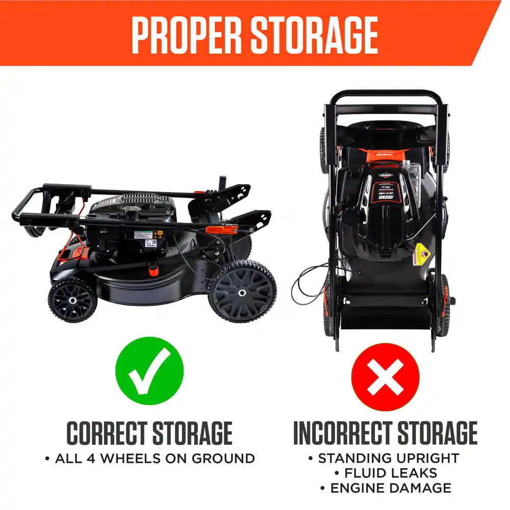 21 In. 190 Cc Briggs and Stratton Gas 3-In-1 Dual Blade RWD Self-Propelled Lawn Mower with Single Lever Deck Adjustment