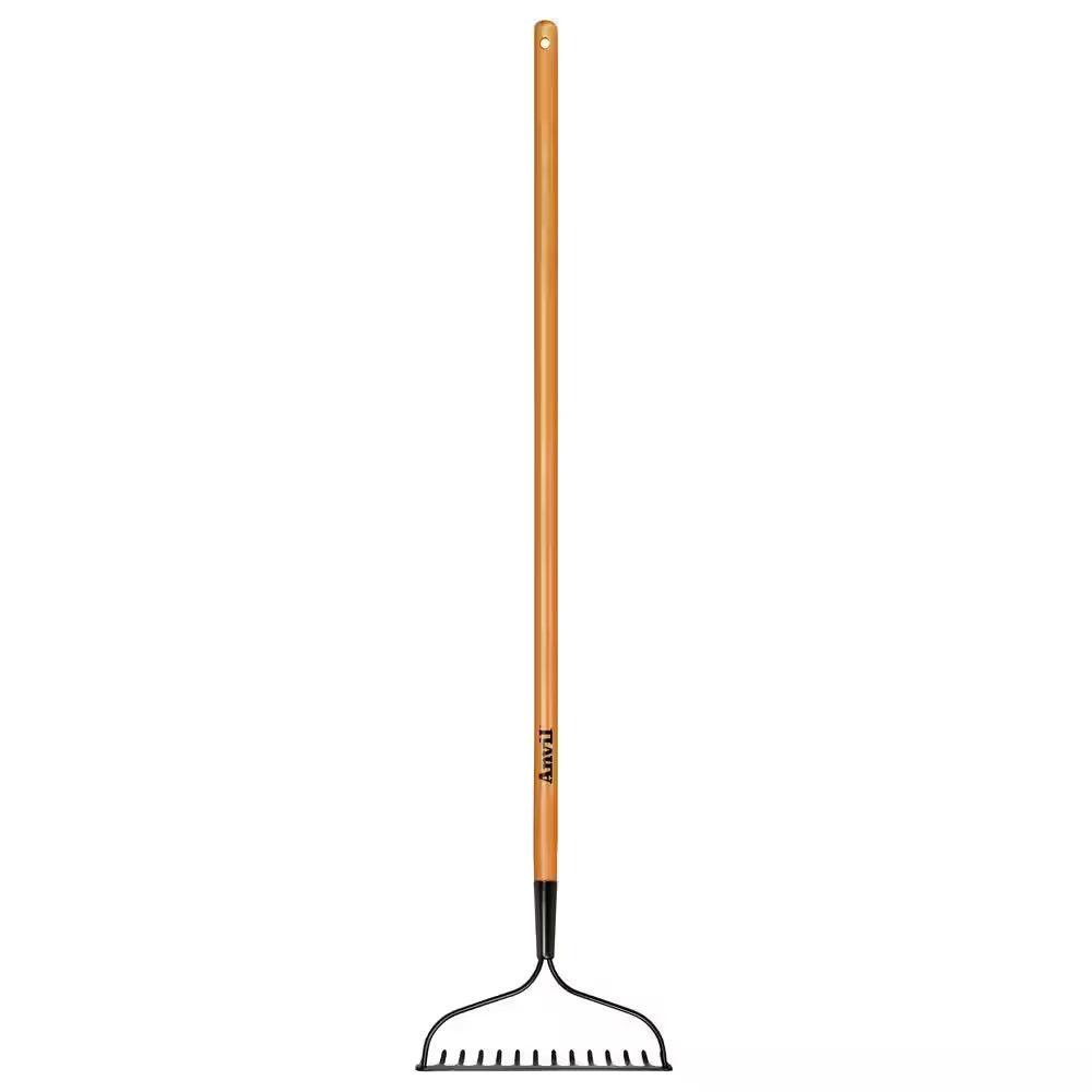 47 In. L Wood Handle 14-Tines Garden Bow Rake