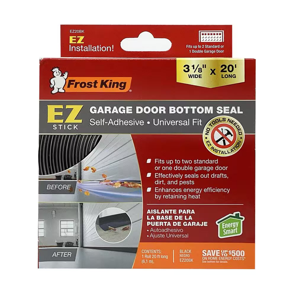 3 1/8 In. X 20 Ft. Self-Stick Garage Door Sweep Black