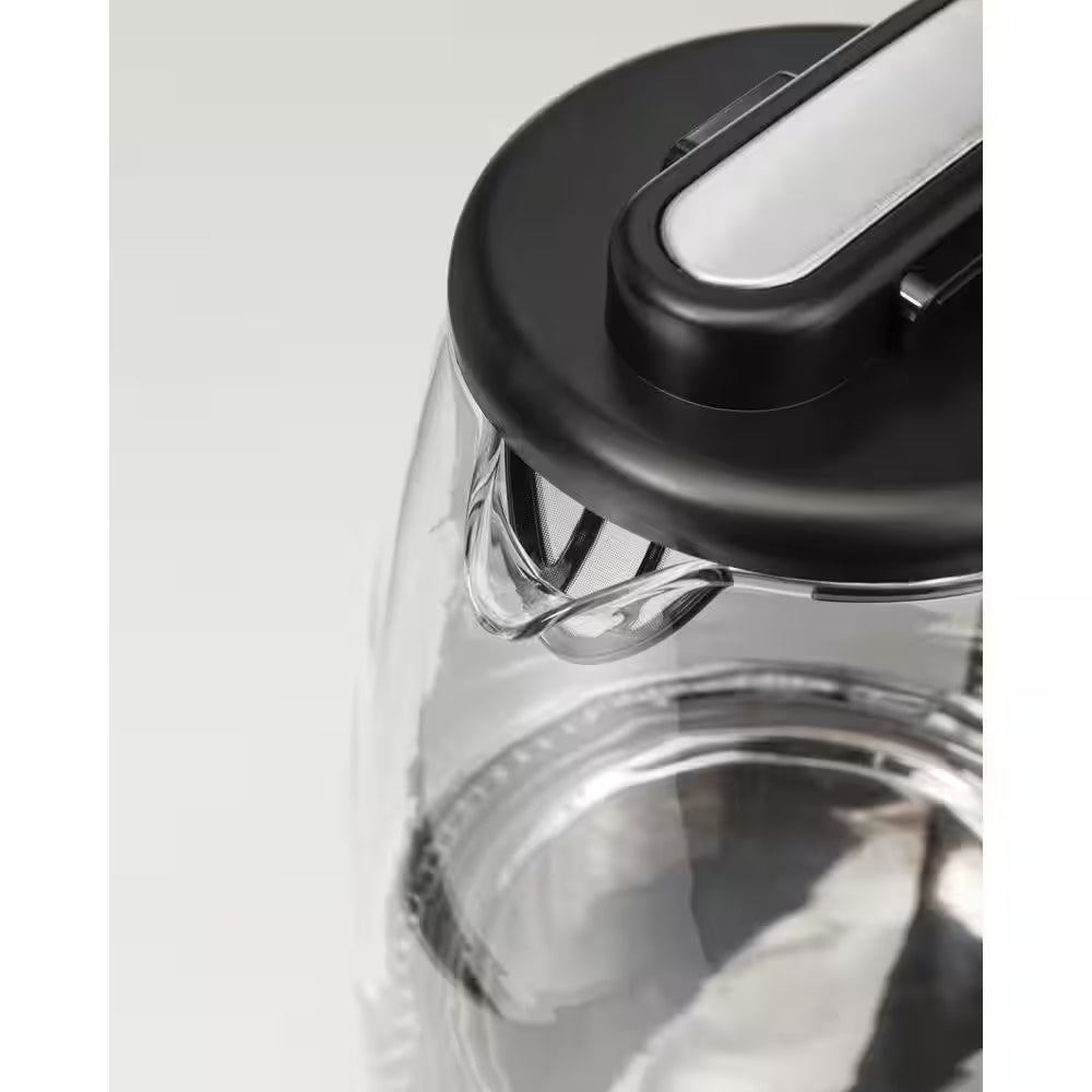 7-Cup Black Glass Kettle Electric