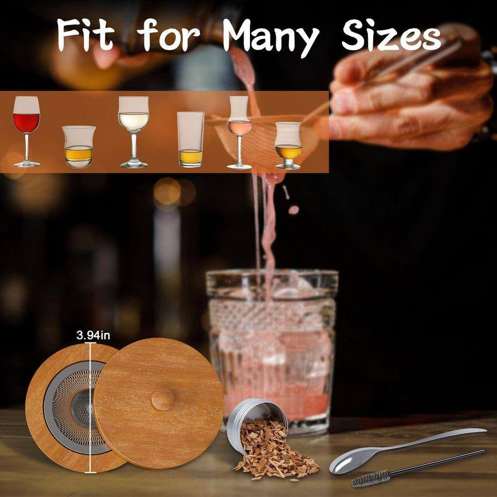 Kit Old Fashioned Whiskey Smoker Natural Wood Cocktail Smoker Infuser Bar Kitchen Food Drink Smoker (No Butane)